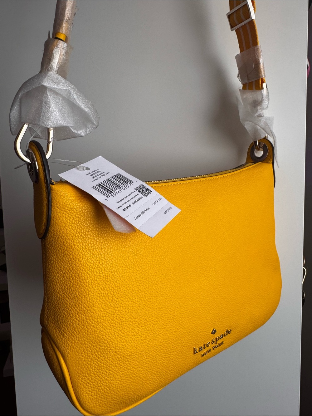 kate spade Yellow Pebbled Leather Shoulder Bag